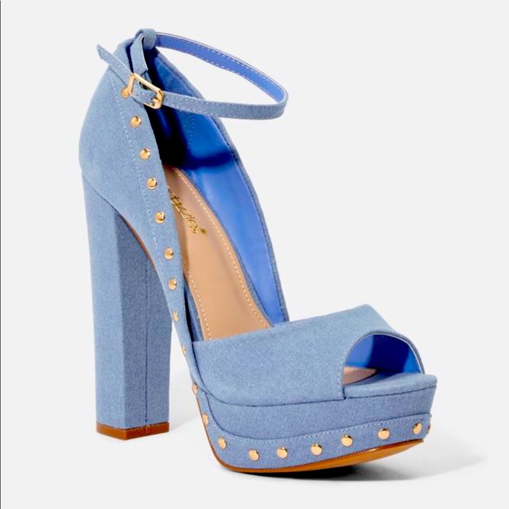 Patita Studded Denim Platform Pump 7.5